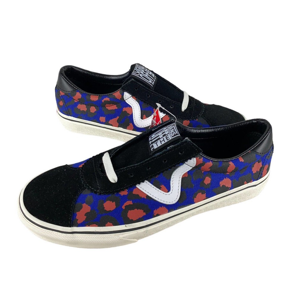 NEW Vans Off The Wall Sport Leopard Skate Shoes Sneakers Blue Black Mens Sz 8.5